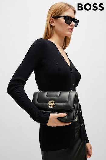 BOSS Black Faux-Leather Shoulder Bag With Double Monogram (B34110) | £239