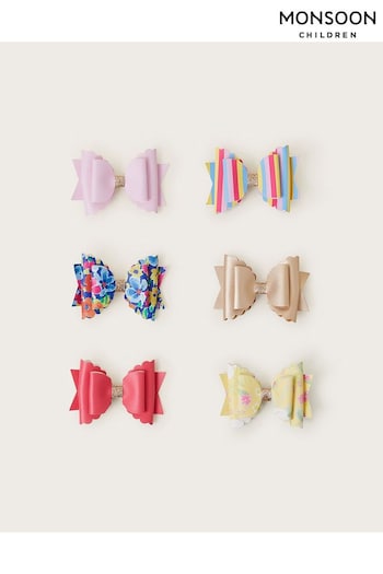 Monsoon Pink Bow Hair Clips 6 Pack (B34152) | £10