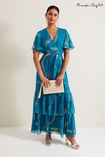 Phase Eight Blue Charissa Silk Maxi Dress (B34278) | £349