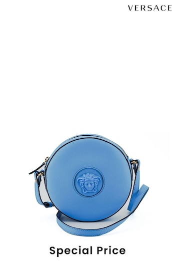Versace Blue Calf Leather Round Disco Shoulder Bag (B34317) | £1,005