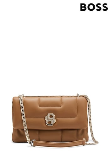 BOSS Brown Faux-Leather Shoulder Bag With Double Monogram (B34386) | £239