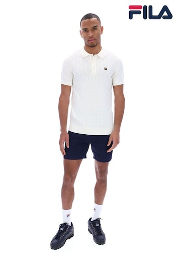 Fila White Lucian Square Knit Polo Shirt (B34412) | £65