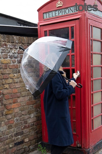 Totes Women Black Clear Dome Border Umbrella (B34436) | £22