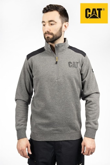 Caterpillar Grey Essential 1/4 Zip Sweatshirt (B34471) | £62