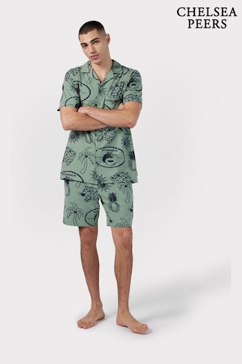 Chelsea Peers Green Tropical Holiday Print Short Pyjama Set (B34491) | £55