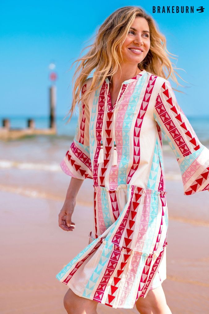 Buy Women s Cream Curve 100 Cotton Holiday Dresses Online Next UK