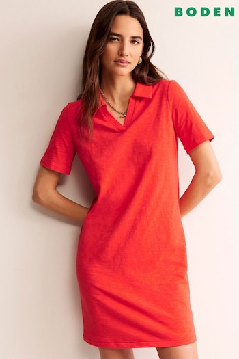 Boden Red Ingrid Polo Cotton Dress (B34575) | £50