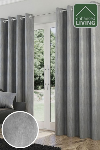 Enhanced Living Silver Thermal Room Darkening Goodwood Readymade Curtains (B34578) | £38 - £75