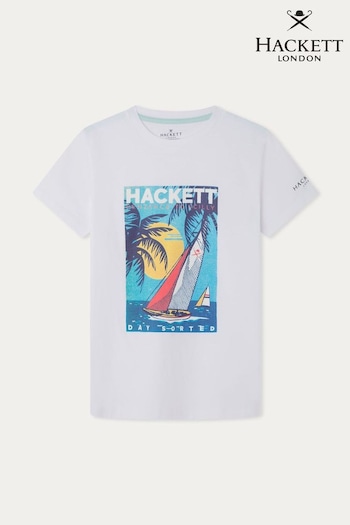 Hackett London Older Boys Short Sleeve White T-Shirt (B34609) | £30