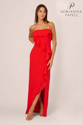 Adrianna Papell Red Stretch Crepe Column Gown (B34630) | £250