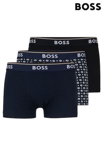 BOSS Black Three-Pack Of Stretch-Cotton Trunks With Logo Waistbands (B34641) | £42