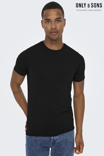 Only & Sons Black Crew Neck T-Shirts 2 Pack (B34651) | £18
