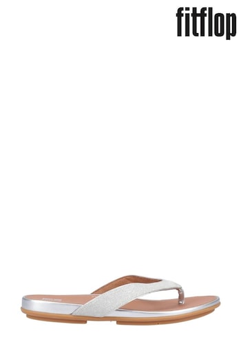 FitFlop Silver Gracie Shimmerlux Toe Post Sandals (B34734) | £65