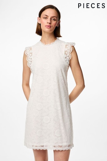 PIECES White Lace Detail Dress (B34776) | £38