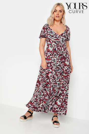Yours Curve Red Floral Wrap Maxi Dress (B34867) | £37