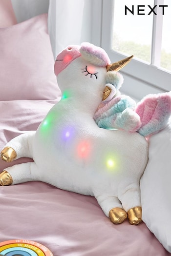 White Light Up Unicorn Cushion (B35006) | £21