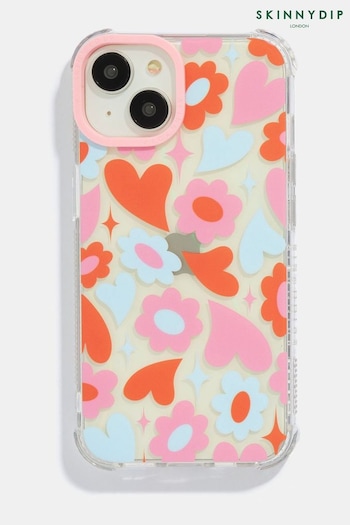 Skinnydip Pink Groovy Flower Heart Shock iPhone 15 Plus Case (B35087) | £24