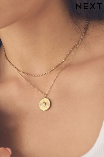 Gold Plated Sterling Silver Two Row Disc Necklace (B35157) | £55