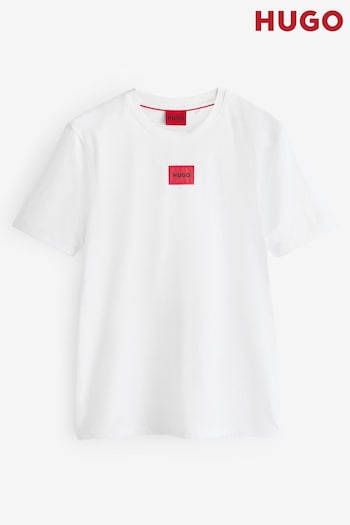 HUGO Logo Label White T-Shirt in Cotton Jersey (B35604) | £59