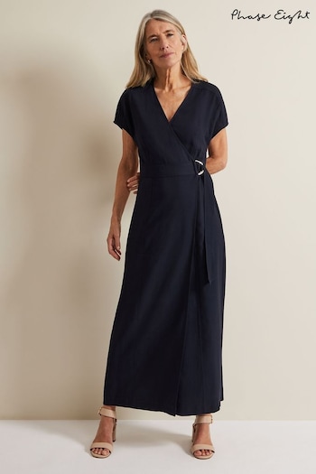 Phase Eight Blue Liv Wrap Midi Dress (B35609) | £110