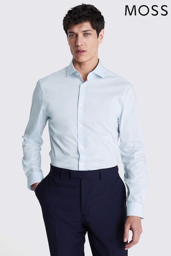 MOSS Slim Fit Light Blue Stretch Shirt (B35620) | £35