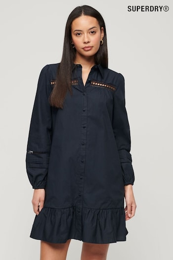 Superdry Blue Lace Mix Shirt Arched Dress (B35629) | £80