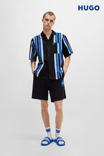 HUGO Blue Oversize Stripe Resort Shirt (B35634) | £89