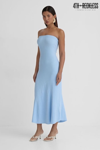 4th & Reckless Blue Henley Knit Bandeau Maxi Dress (B35644) | £48