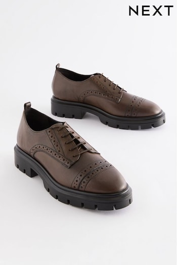 Brown Forever Comfort® Leather Cleat Brogue Lace-Up Shoes (B35701) | £50