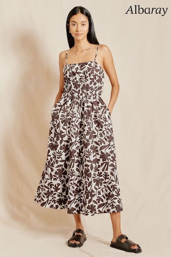 Albaray Cut Out Floral Strappy Brown Dress (B35704) | £95