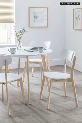 Julian Bowen Set of 4 White Limed Oak Casa Dining Chairs (B35732) | £225