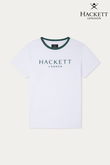 Hackett London Men Short Sleeve White T-Shirt (B35786) | £70