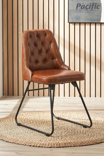 Pacific Vintage Brown Leather Diamond Back Dining Chair (B35829) | £275
