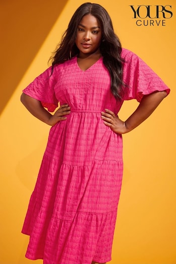 Yours Curve Pink LIMITED COLLECTION Pink Textured Smock Midi Dress (B35836) | £34