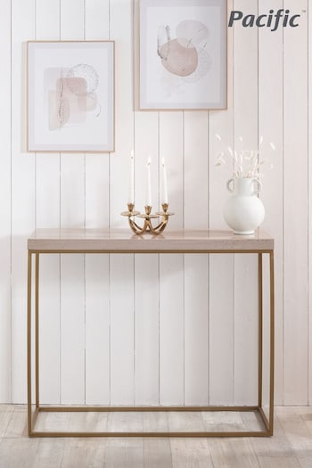 Pacific Beige Granite and Gold Metal Console Table (B36033) | £499.99