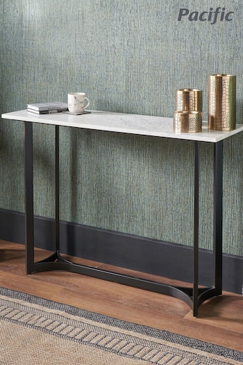 Pacific White Marble and Metal Console Table (B36106) | £410