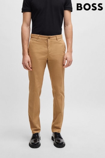 BOSS Natural Slim Fit Stretch Cotton Trousers Khaki (B36131) | £139