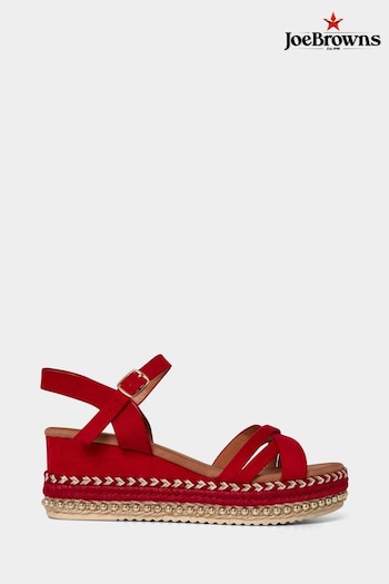 Joe Browns Red Coral Studded Strappy Wedge Extra Sandals (B36144) | £50