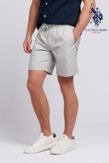 U.S. percorsi Polo Assn. Mens Grey Linen Blend Deck Shorts (B36277) | £60