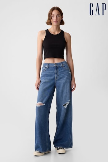 Gap Blue Mid Rise UltraSoft Baggy Jeans (B36360) | £50