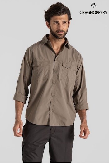 Craghoppers Kiwi Long Sleeved Brown Shirt (B36367) | £48