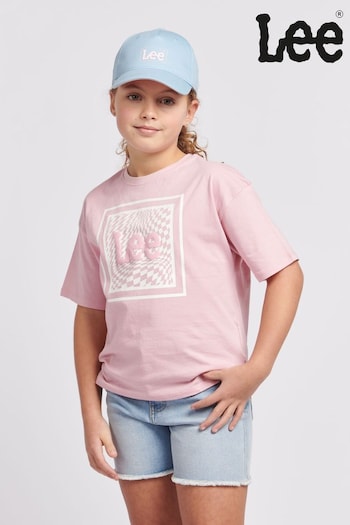 Lee Girls Pink Check Graphic Boxy Fit T-Shirt (B36373) | £20 - £24