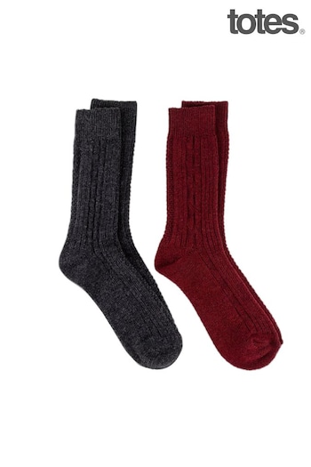 Totes Chanel Grey Twin Pack Thermal Wool Blend Socks (B36518) | £15