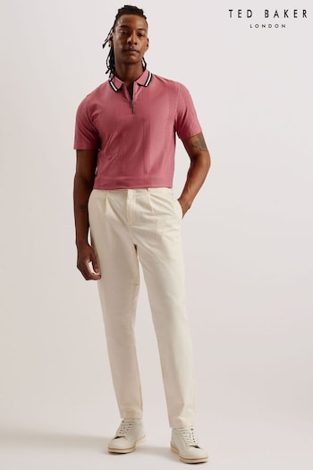Ted Baker Slim Fit Pink Orbite Short Sleeve Jacquard Polo Shirt (B36583) | £75