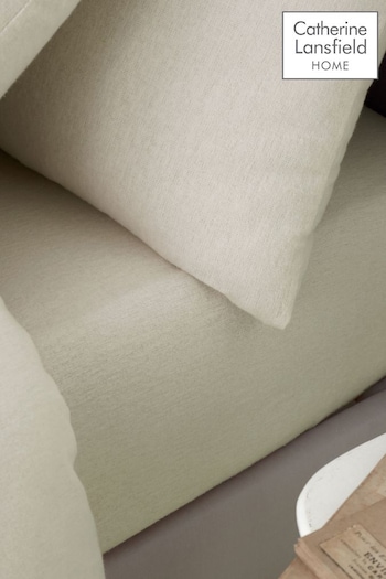 Catherine Lansfield Cream Brushed 100% Cotton Fitted Sheet (B36587) | £12 - £20