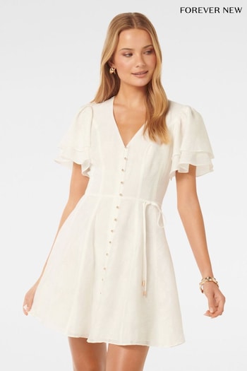 Forever New White Avril Button Through Mini Dress (B36588) | £75