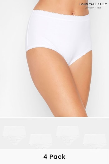 Long Tall Sally White Cotton Stretch Full Briefs 4 Pack (B36599) | £19