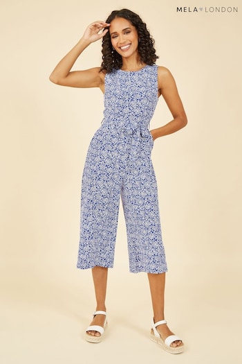 Mela Blue Ditsy Floral Print Culotte Jumpsuit (B36659) | £38