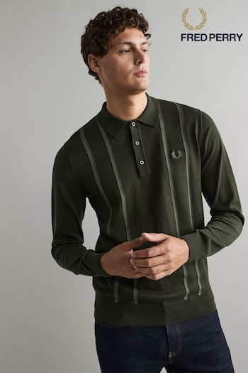 Fred Perry 100% Cotton Vertical Stripe Knitted Polo Shirt (B36711) | £140