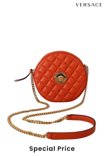 Versace Red Nappa Leather Medusa Round Crossbody Bag (B36774) | £1,380